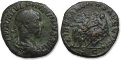 Ancient Coins - AE sestertius Philip II Rome mint 244-247 A.D. - LIBERALITAS AVGG III, Philip II and Philip I seated left -