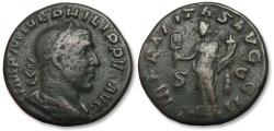 Ancient Coins - AE AS Philip I The Arab, Rome circa 244-245 A.D. - LIBERALITAS AVGG II - rare, not sestertius, but an AS