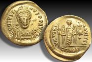 Ancient Coins - AV gold solidus Justin / Justinus, Constantinople mint 519-527 A.D.