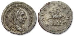 Ancient Coins - Silver antoninianus Trajan Decius, Rome mint circa 249-250 A.D. - ADVENTVS AVG - the arrival of the Emperor