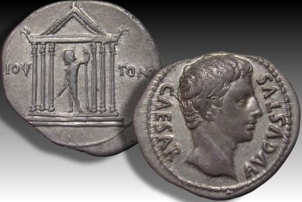 AR denarius Augustus, Spanish mint (Colonia Patricia ?) circa 19 B.C.