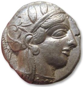 Ancient Coins - AR tetradrachm Attica, Athens 454-404 B.C. - very high quality example of this type -
