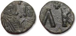 Ancient Coins - Æ 40 nummi / Æ follis Leo V the Armenian with Constantine, Syracuse mint circa 817-820 A.D. - scarce/rare cointype -