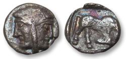 Ancient Coins - AR silver hemiobol IONIA, Magnesia ad Maeandrum circa 400-350 B.C. - rare tiny little coin -