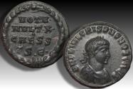 Ancient Coins - AE follis / nummus Crispus as Caesar, Thessalonica 5th officina circa 318-319 A.D. - scarce cointype -