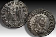 Ancient Coins - Silvered antoninianus Carinus as Caesar, Cyzicus circa 282 A.D. - CLEMENTIA • TEMP / Δ / XXI -