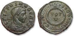 Ancient Coins - AE follis Crispus as Caesar, Aquileia mint - CAESARVM NOSTRORVM, mintmark •AQS• - circa 321-322 A.D.
