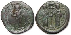 Ancient Coins - 30mm AE follis Constantine X Ducas with Eudocia, Constantinople 1059-1067 A.D. - with collector's ticket -