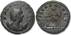 Ancient Coins - AE silvered antoninianus Salonina, Rome mint circa 256-257 A.D. - PIETAS AVGG, Salonina on throne with 3 children around -