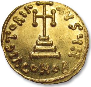 Ancient Coins - AV gold solidus Leontius, Constantinople mint 695-698 A.D. - Officina H - superb high quality coin -