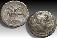 Ancient Coins - AR quinarius Anonymous issue, Rome 211-200 B.C. - scarcer early little silver coin -