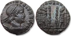 Ancient Coins - Constantine II Caesar AE follis, Treveri (Trier) mint 332-333 A.D. - mintmark TRP⁕ - remains of silvering visible