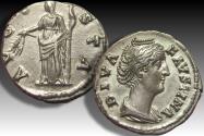 Ancient Coins - AR denarius DIVA Faustina Senior, Rome after 141 A.D. - near mint state, a beauty! -
