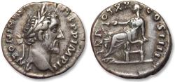 Ancient Coins - AR silver denarius Antoninus Pius, Rome mint circa 156-157 A.D. - TR POT XX COS IIII, Salus seated left -