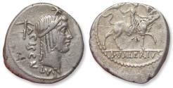 Ancient Coins - AR denarius L. Valerius Acisculus, Rome mint 45 B.C.