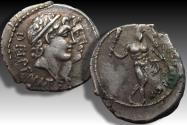 Ancient Coins - AR denarius C. Antius C.f. Restio, Rome 47 B.C. - Ex Poinssot Collection (1879-1967)