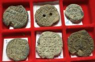 Ancient Coins - Group of 6x Pb/lead Byzantine seal circa 600-1000 A.D.- various types, from former German collection