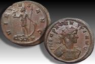 Ancient Coins - Silvered antoninianus Probus, Ticinum mint 276-282 A.D. - VIRTVS AVG, QXXT -