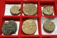 Ancient Coins - Group of 6x Pb/lead Byzantine seal circa 600-1000 A.D.- various types, from former German collection