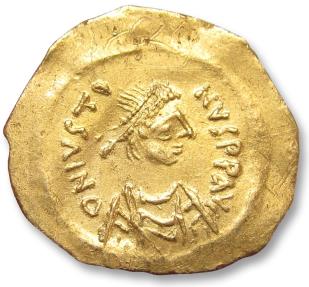 AV gold tremissis Justinus I / Justin I, Constantinople mint 518-527 A.D.