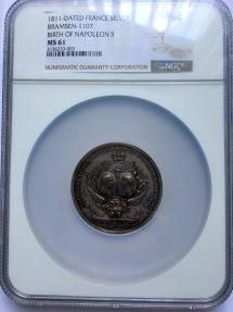 Napoleon Bonaparte 1811 A.D.: 49mm SILVER medal on the birth