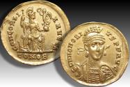 Ancient Coins - AV gold solidus Honorius, Constantinople mint, 4th officina (Δ) 395-402 A.D.
