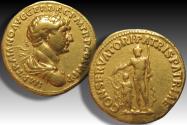 Ancient Coins - AV gold aureus Trajan / Trajanus, Rome mint 113-114 A.D. - CONSERVATORI PATRIS PATRIAE -