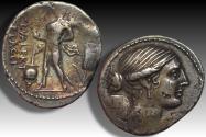 Ancient Coins - AR denarius L. Valerius Flaccus, Rome mint 108-107 B.C. - colourful toning -