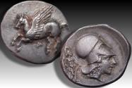 Ancient Coins - AR stater Ambrakia / Ambracia, Epeiros circa 424-338 B.C. - winged naked figure symbol, rare -