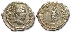Ancient Coins - AR denarius Septimius Severus, Rome mint circa 205 A.D. - P M TR P XIII COS III P P, Roma left -