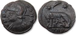 Ancient Coins - Constantine I AE follis, Treveri (Trier) mint 332-334 A.D. - mintmark TRS + palm frond -