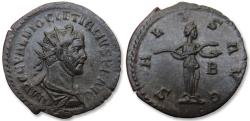 Ancient Coins - Silvered Æ Antoninianus Diocletian, Lugdunum (Lyon) mint 285-286 A.D. - SALVS AVG reverse, B in field - near mint state coin