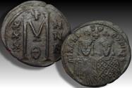 Ancient Coins - 31mm AE follis / 40 nummi Michael II the Amorian with Theophilus, Constantinople circa 821-829 A.D. - well struck huge coin -