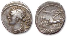 AR denarius C. Considius Paetus, Rome 46 B.C. - scarcer type from this moneyer with left facing bust -