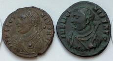 Ancient Coins - Group of 2 Æ Folles - Licinius I (308-324 A.D.), Cyzikus & Heraclea mints - with original sale tickets