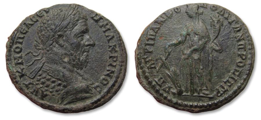 Ancient Coins - Æ 28mm Macrinus, Moesia Inferior, Nikopolis mint 217-218 A.D. - struck under magistrate Marcus Claudius Agrippa -