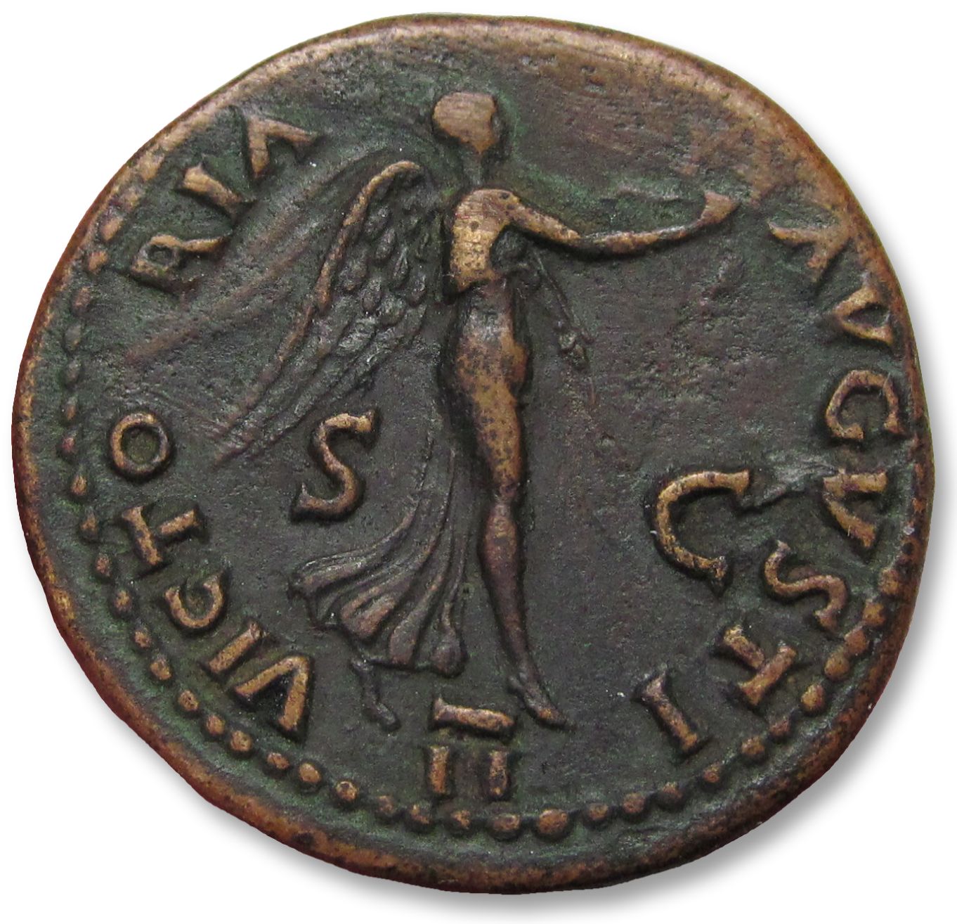 ク*ト様 アントゥルース・ディストーション 27mm AE dupondius Nero, Rome mint circa 64 A.D. - scarce type in