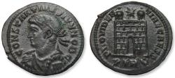 Ancient Coins - AE (silvered) follis / nummus Constantine II as Caesar, Treveri (Trier) circa 324-326 A.D. - mintmark PTR(pellet-in-crescent) -