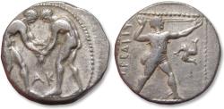 Ancient Coins - AR stater Pampylia, Aspendos circa 380-330 B.C. - variety with AK between wrestlers -