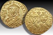 Ancient Coins - AV gold solidus Constantine V Copronymus, with Leo IV and Leo III, Constantinople mint 756-764 A.D.