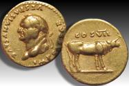 Ancient Coins - AV gold aureus Vespasian / Vespasianus, Rome mint 76 A.D. - Heifer reverse -