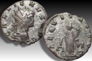 Ancient Coins - Silvered antoninianus Gallienus, Rome mint 6th officina circa 262 A.D. - AEQVITAS AVG with VI in field -