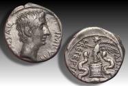 Ancient Coins - AR quinarius Octavianus, Italian mint (Rome ?) 29-27 B.C. -- ASIA RECEPTA --