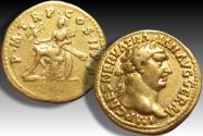 Ancient Coins - AV gold aureus Trajan / Trajanus, Rome mint 98-99 A.D. - Roma seated left -