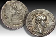 Ancient Coins - AR silver denarius Tiberius, Lugdunum circa 18-35 A.D. - superb example of this famous type -