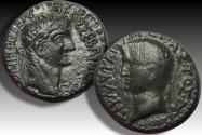 Ancient Coins - AE 21mm MACEDON, Thessalonica circa 41-54 A.D. - Claudius, with Divus Augustus - sharply struck
