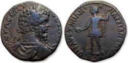 Ancient Coins - Æ 27mm Septimius Severus - struck under Julius Faustinianus, legatus consularis, Moesia, Marcianopolis circa 207-210 A.D. - Emperor left with spear -