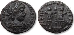 Ancient Coins - Constantius II as AUGUSTUS AE follis, Treveri (Trier) mint 337-361 A.D. - mintmark TRP + palm frond - scarce -