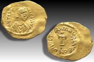 Ancient Coins - AV gold tremissis Maurice Tiberius, Constantinople mint 582-602 A.D.
