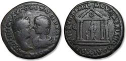 Ancient Coins - AE 27 (pentassarion) Caracalla & Julia Domna, Moesia, Marcianopolis - under Julius Quintillianus circa 211-217 A.D. - rare type -
